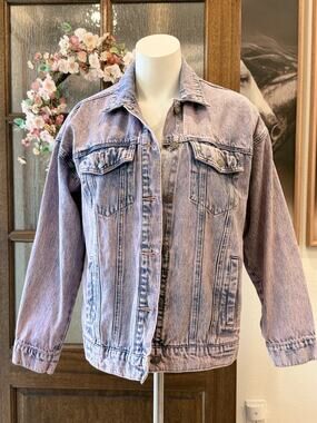 Forever 21 Jeans Jacket Pink Design Accents Woman's Small J0008-0T